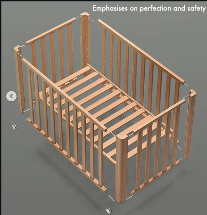 Moob Wooden Baby Crib (609 5-in-1 – Convertible Bed, Playpen - Adenzo Comfies