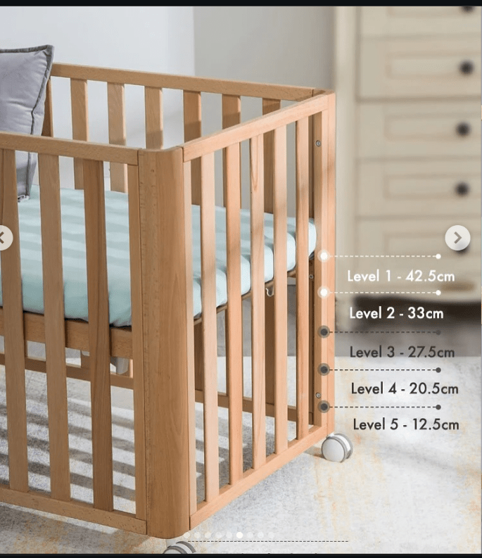 Moob Wooden Baby Crib (609 5-in-1 – Convertible Bed, Playpen - Adenzo Comfies