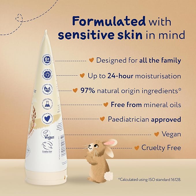 Childs Farm OatDerma Body Moisturiser, Fragrance Free, Soothing Hydration, Sensitive Skin, Emollient, Baby, Kids, 200ml