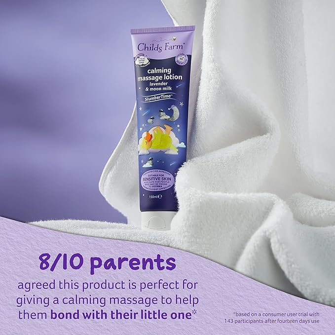 Childs Farm Slumber Time Sleep Calming Massage Lotion Lavender and Moon MilkSuitable for Newborns with Dry, Sensitive and Eczema-Prone Skin 150 ml