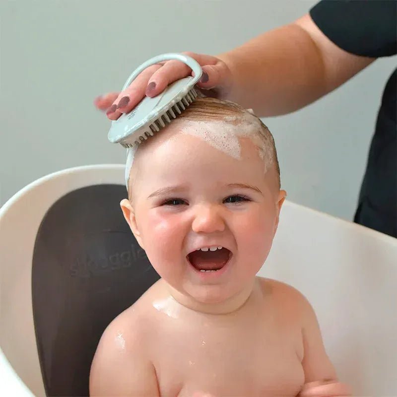 Shnuggle Baby Bath Brush Soft Silicone Scalp Massager – Grey - Adenzo Comfies