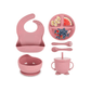 BPA Free Baby Led Weaning Supplies Set Suction Baby Plate Bowl Set Silicone Baby Set with Bib Spoon Fork Sippy Cup - Adenzo Comfies