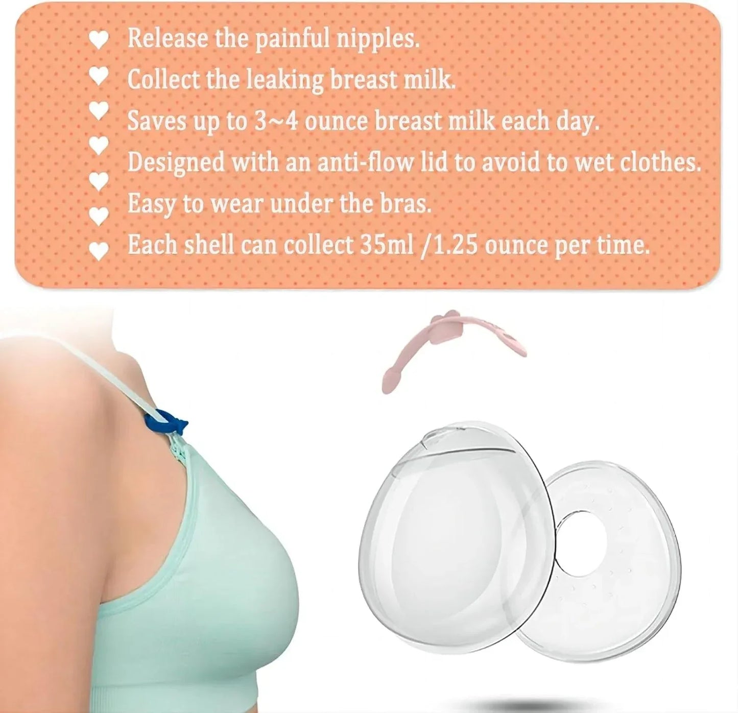 Silicone Breast Milk Collector, Breast Pad Nursing Cups, Leakproof Milk Savers for Breastfeeding, Soft Shell for Nipple Pain, Reusable, Safe, Easy to Carry(2Pack) - Adenzo Comfies