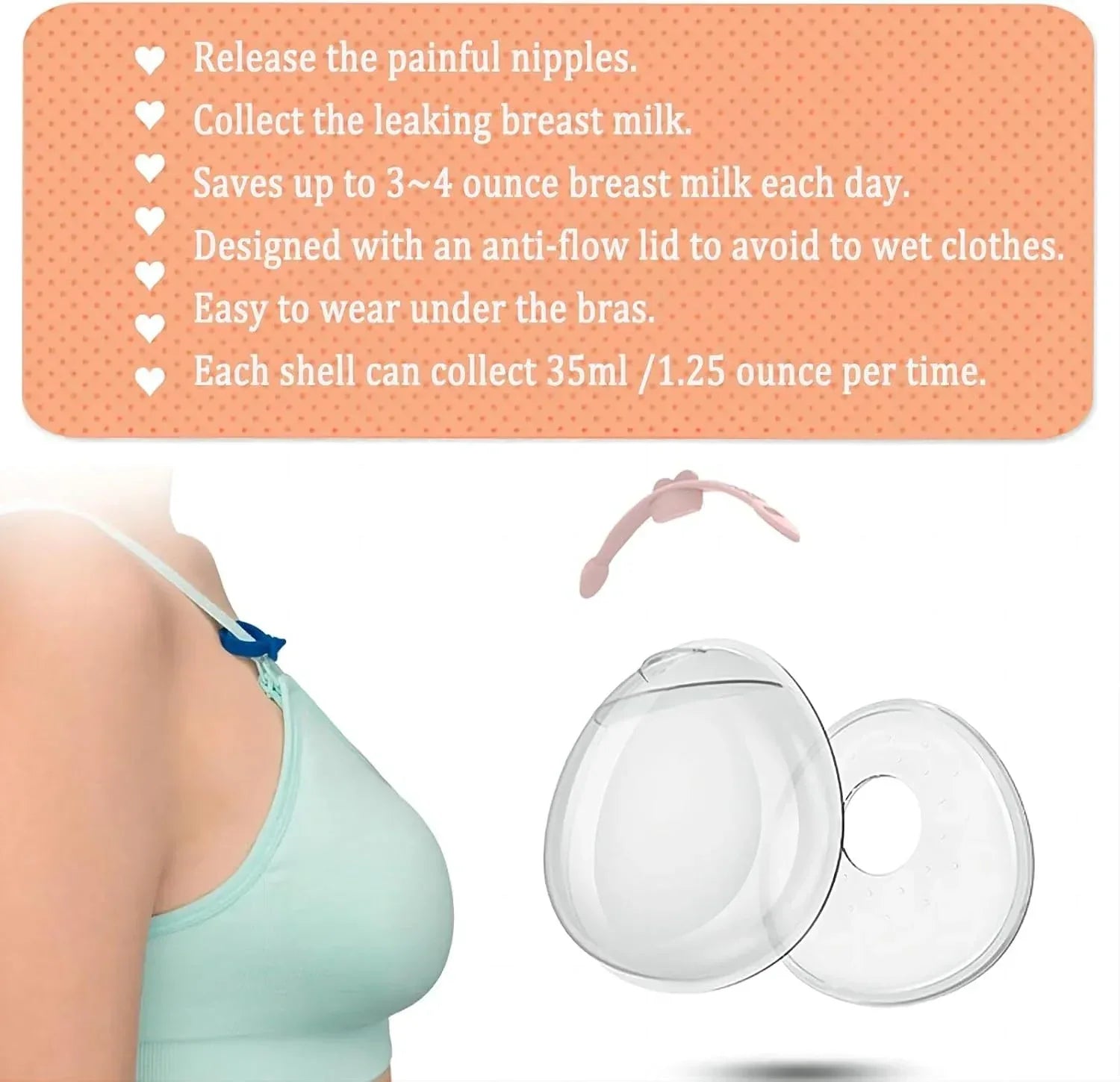 Silicone Breast Milk Collector, Breast Pad Nursing Cups, Leakproof Milk Savers for Breastfeeding, Soft Shell for Nipple Pain, Reusable, Safe, Easy to Carry(2Pack) - Adenzo Comfies