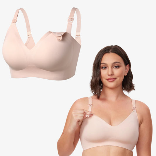 Momcozy Seamless Nursing Bra – Ultra-Soft Wireless Maternity & Breastfeeding Bralette with Pads, Easy-Access Clasp, Pump-Friendly & Comfortable