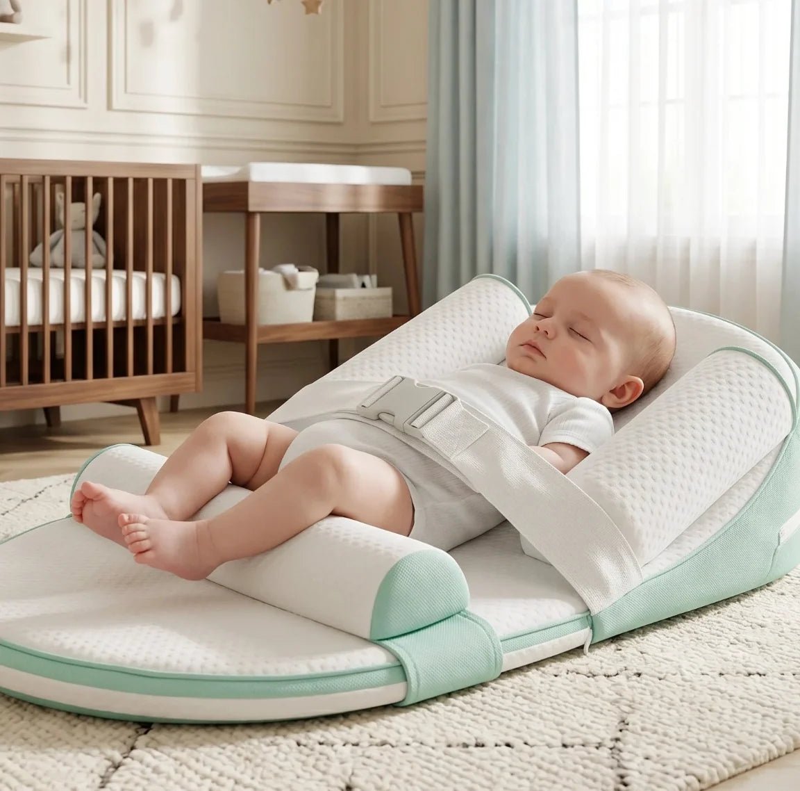 Baby Sleep Positioner Pillow – Anti-Roll Newborn Lounger with Head Support, Breathable Soft Cushion for Infant Sleeping, Portable Baby Nest Bed (0–12 Months). - Adenzo Comfies