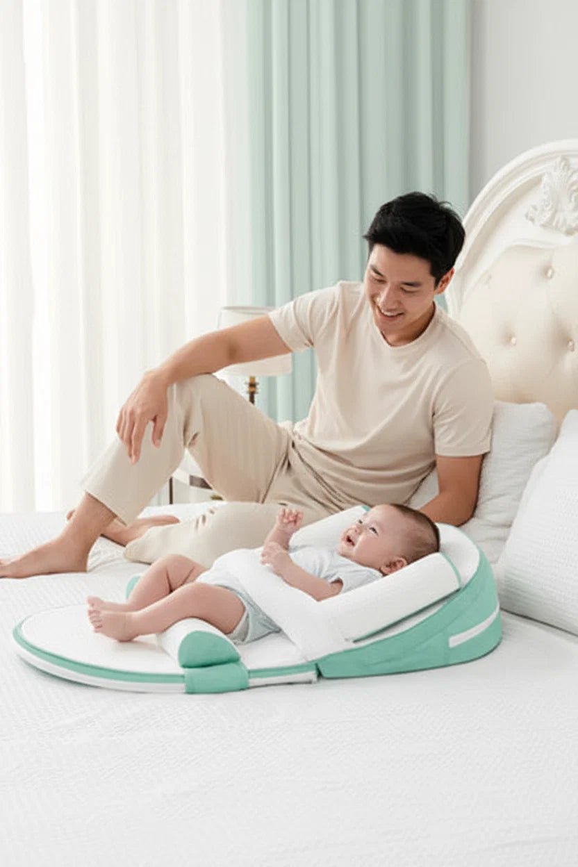 Baby Sleep Positioner Pillow – Anti-Roll Newborn Lounger with Head Support, Breathable Soft Cushion for Infant Sleeping, Portable Baby Nest Bed (0–12 Months). - Adenzo Comfies