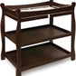 Tony Wooden changing area. Badger Basket White Sleigh Style Baby Changing Table with Storage Shelves - Adenzo Comfies