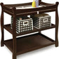 Tony Wooden changing area. Badger Basket White Sleigh Style Baby Changing Table with Storage Shelves - Adenzo Comfies