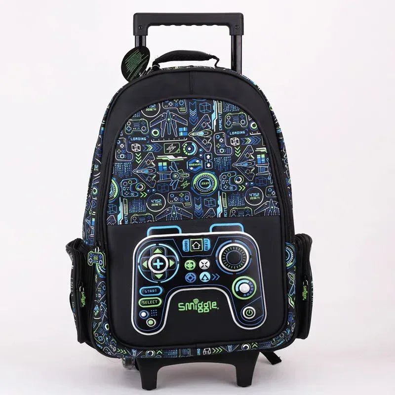 Smiggle Kids Backpack with Wheels – Game Design Rolling School Bag - Adenzo Comfies