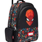 Smiggle Black Spider - Man Kids Suitcase Backpack Trolley Bag with Light - Up Wheels – Rolling School Bag - Adenzo Comfies