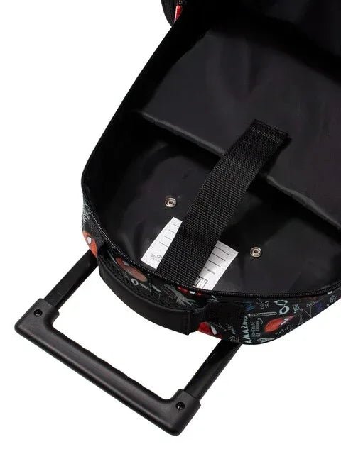 Smiggle Black Spider - Man Kids Suitcase Backpack Trolley Bag with Light - Up Wheels – Rolling School Bag - Adenzo Comfies