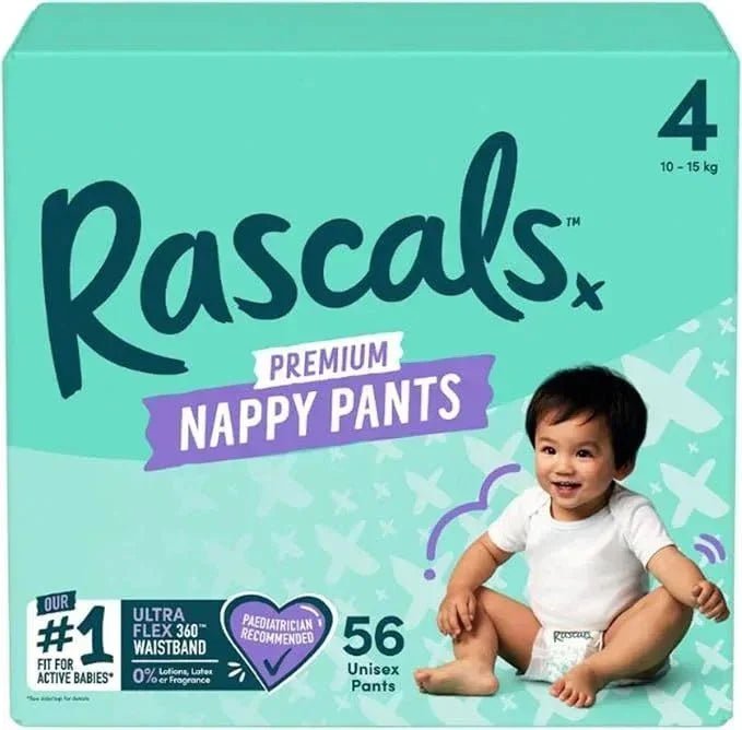 Rascals Premium Training Baby Diaper Pants - Easy Pull-Up Design Diaper Pants - Soft & Comfortable Diapers Pant Size 4 - Ultra Flex 360 Waistband - Adenzo Comfies
