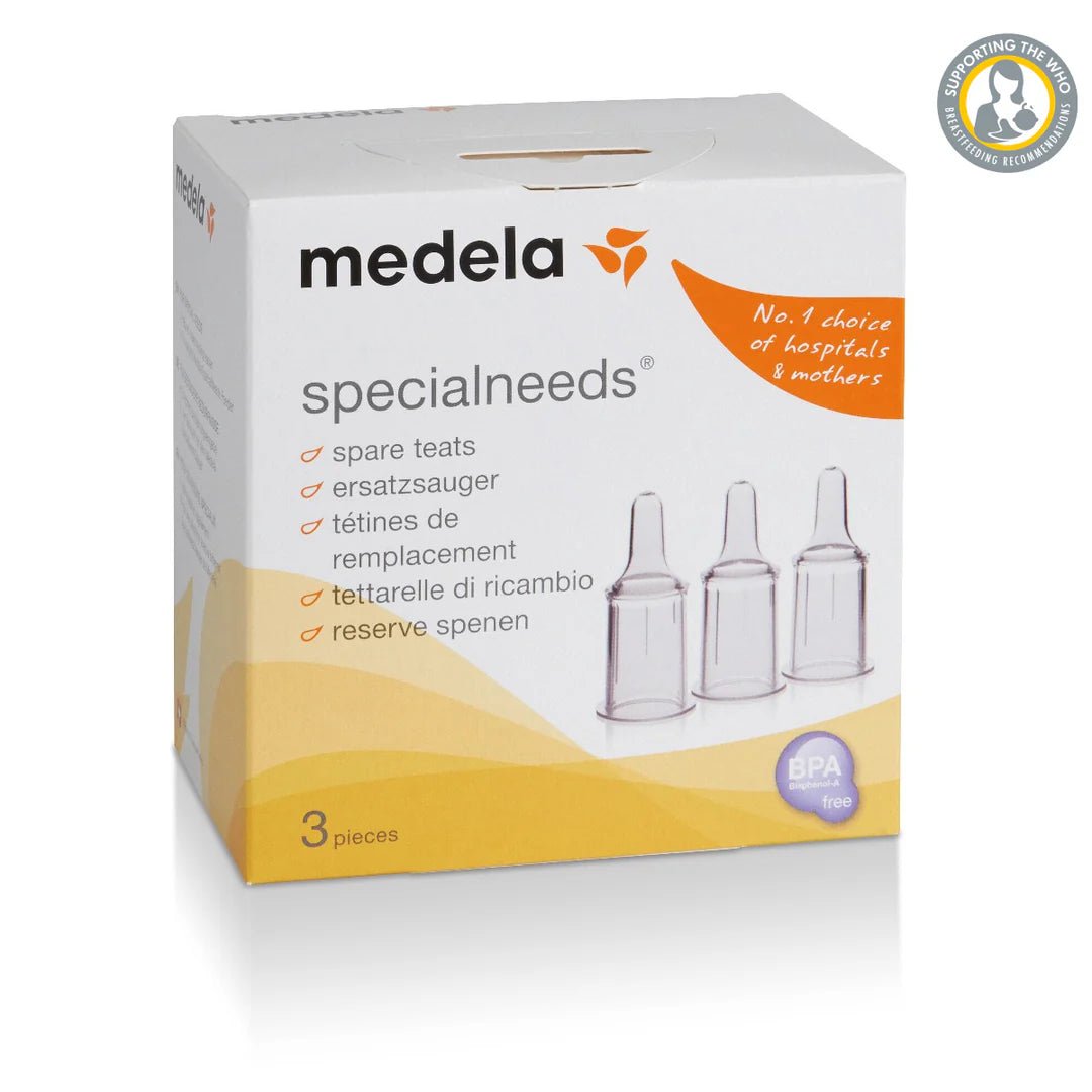 Medela Special Needs Spare Teats, Pack of 3, Lightweight Silicone Nipples, Adjustable Flow, BPA-Free, Feeding Aid for Cleft Lip/Palate - Adenzo Comfies