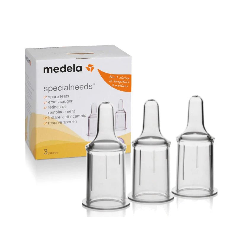 Medela Special Needs Spare Teats, Pack of 3, Lightweight Silicone Nipples, Adjustable Flow, BPA-Free, Feeding Aid for Cleft Lip/Palate - Adenzo Comfies