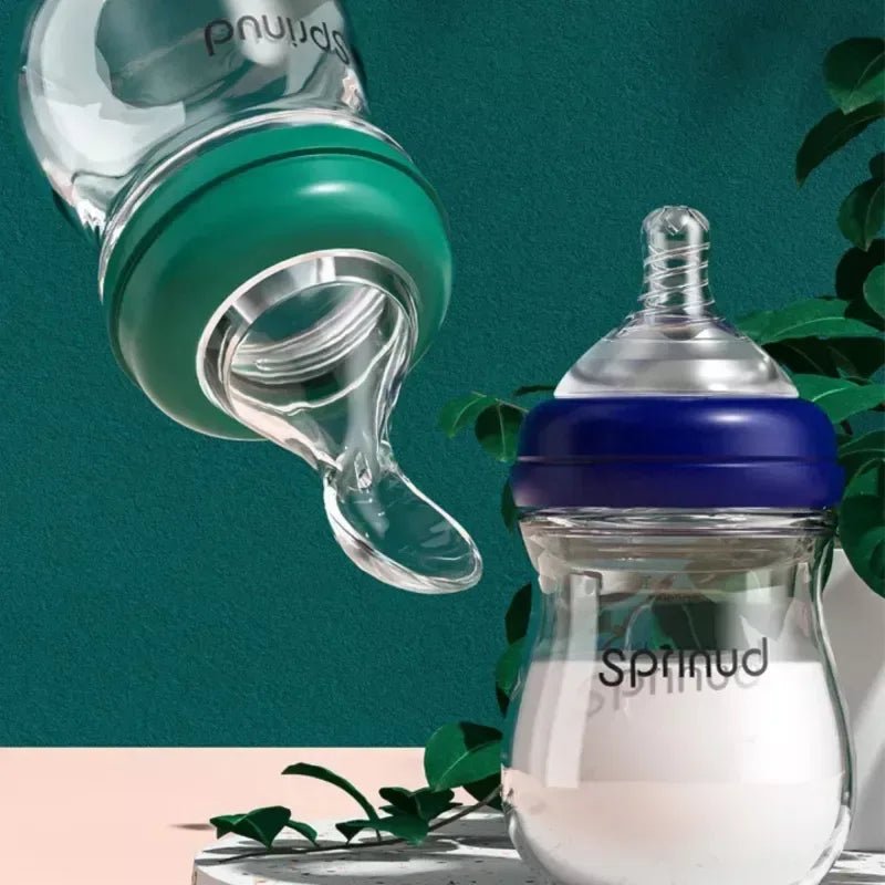 Sprinud Baby Glass Bottle Set | 80ml & 160ml Bottles, Teat, & Pacifier Suitable for 0m+ - Adenzo Comfies