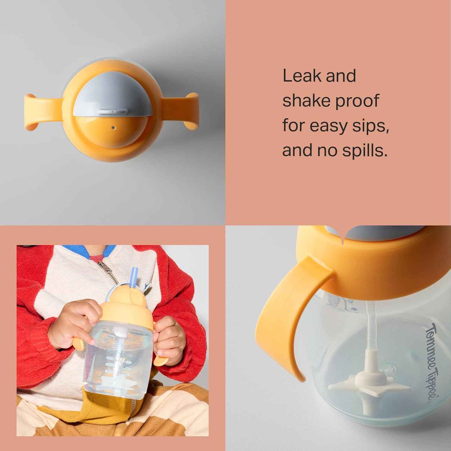 Tommee Tippee Trainer Straw Cup 240ml – Leak-Proof Toddler Sippy Cup for 6 Months+, Weighted Silicone Straw, Easy-Grip Handles & Measurement Mar