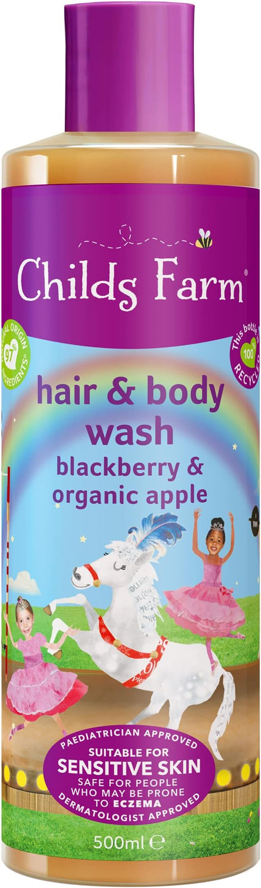 Childs Farm | Kids Hair & Body Wash 500ml | Blackberry & Organic Apple | Suitable for Dry, Sensitive & Eczema-prone Skin
