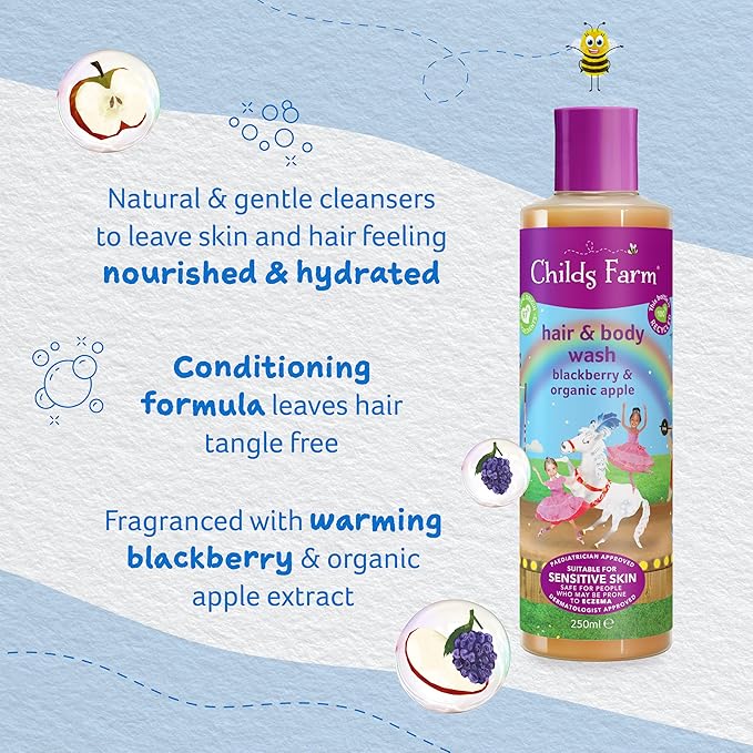 Childs Farm | Kids Hair & Body Wash 500ml | Blackberry & Organic Apple | Suitable for Dry, Sensitive & Eczema-prone Skin