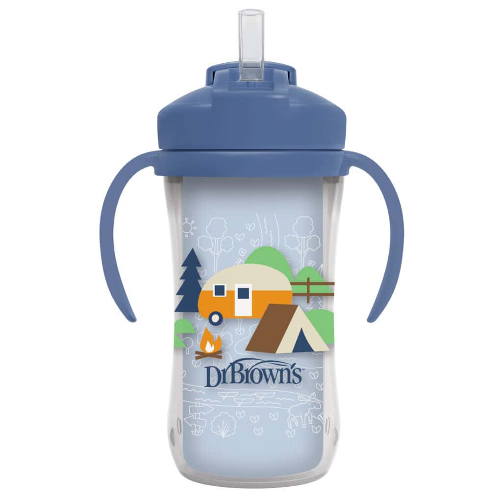 Dr. Brown’s® Milestones™ Insulated Straw Cup, Blue Camping Site 300ml. - Adenzo Comfies