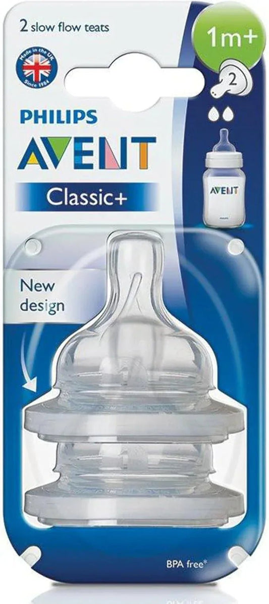 Philips AVENT SCF632/27 Baby Bottle Teat, Slow Flow, 2 Holes, BPA - Free Silicone, Pack of 2 - Adenzo Comfies