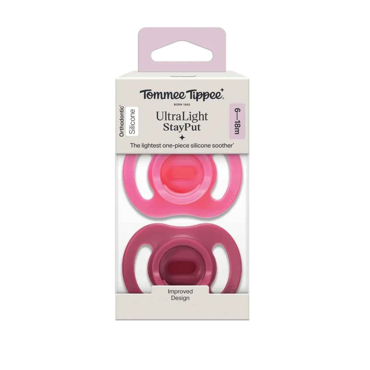 Tommee Tippee Ultra‑Light Silicone Soothers, 2 Pack (0–6m & 6–18m), Extra Comfort, Lightweight Design - Adenzo Comfies