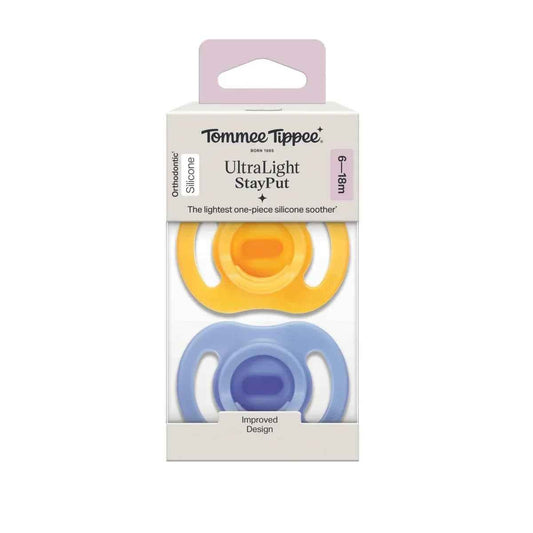 Tommee Tippee Ultra‑Light Silicone Soothers, 2 Pack (0–6m & 6–18m), Extra Comfort, Lightweight Design - Adenzo Comfies