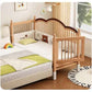 Walnut Wood Children's Interlocking Bed, Solid Wood Baby Bed, Large Bed With Adjustable Guardrails, Widened Legs, Baby Bed For bed Bumpers or Other Mattress Styles - Adenzo Comfies