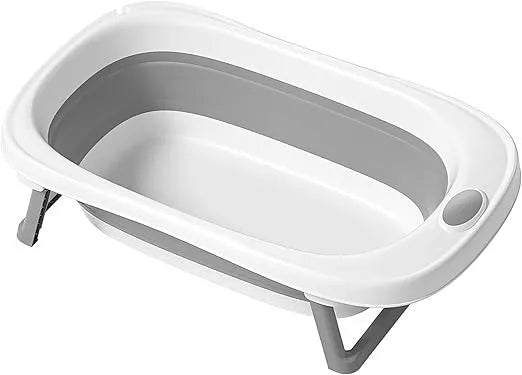 Tenbabe 4-in-1 Foldable Baby Bathtub Set with Silicone Bather, Thermometer, Bucket & Ladle for Newborns to Toddlers, 0-3 Years