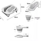 Tenbabe 4-in-1 Foldable Baby Bathtub Set with Silicone Bather, Thermometer, Bucket & Ladle for Newborns to Toddlers, 0-3 Years