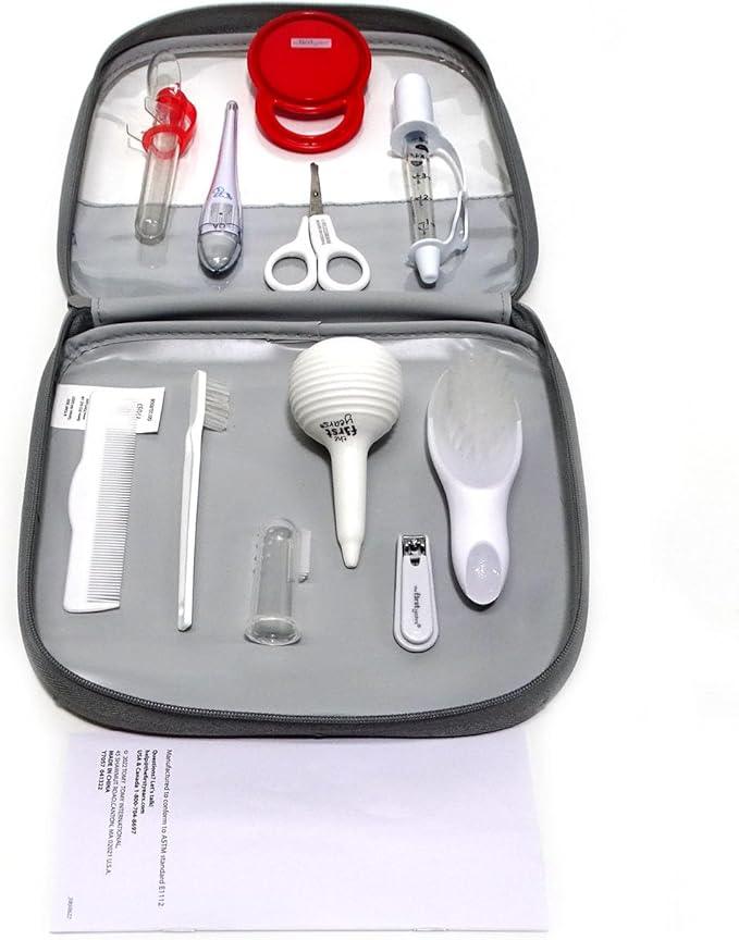 The First Years Baby Healthcare and Grooming Kit – 10 - Piece Infant Care Set with Comb, Brush, Nail Clippers, Thermometer, Medicine Dropper & More – Travel - Friendly Baby Essentials Organizer - Adenzo Comfies
