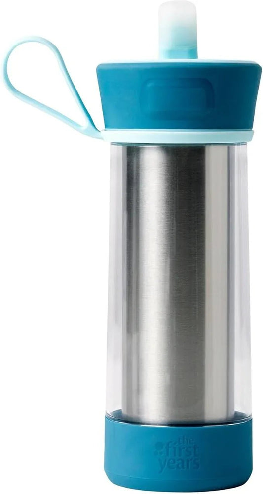 The First Years Cool Core Insulated Toddler Water Bottle – Spill Proof Trainer Cup with Easy Grip Design – 8 Ounces – Ages 12 Months and Up - Adenzo Comfies