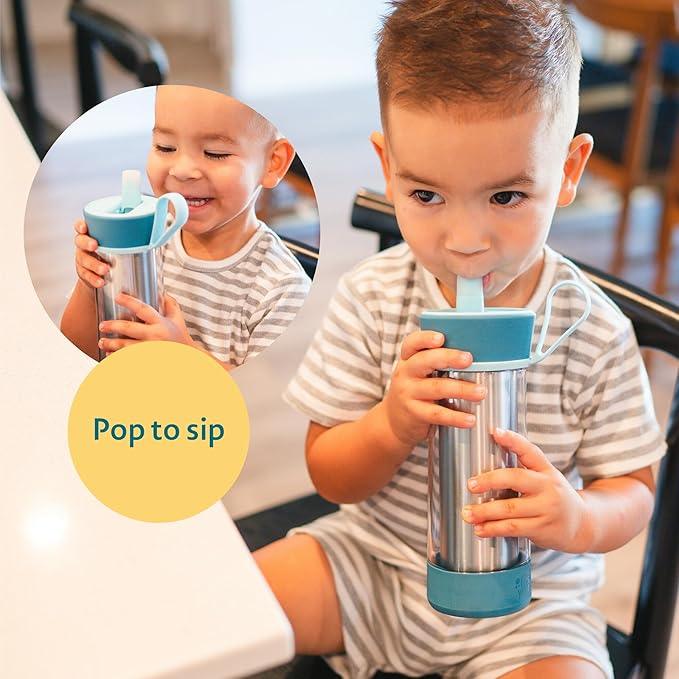 The First Years Cool Core Insulated Toddler Water Bottle – Spill Proof Trainer Cup with Easy Grip Design – 8 Ounces – Ages 12 Months and Up - Adenzo Comfies