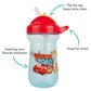 The First Years Disney/Pixar Cars Toddler Straw Cup - Spill Proof Flip Top Toddler Sippy Cups - 18 Months and Up - 10 Oz - Adenzo Comfies