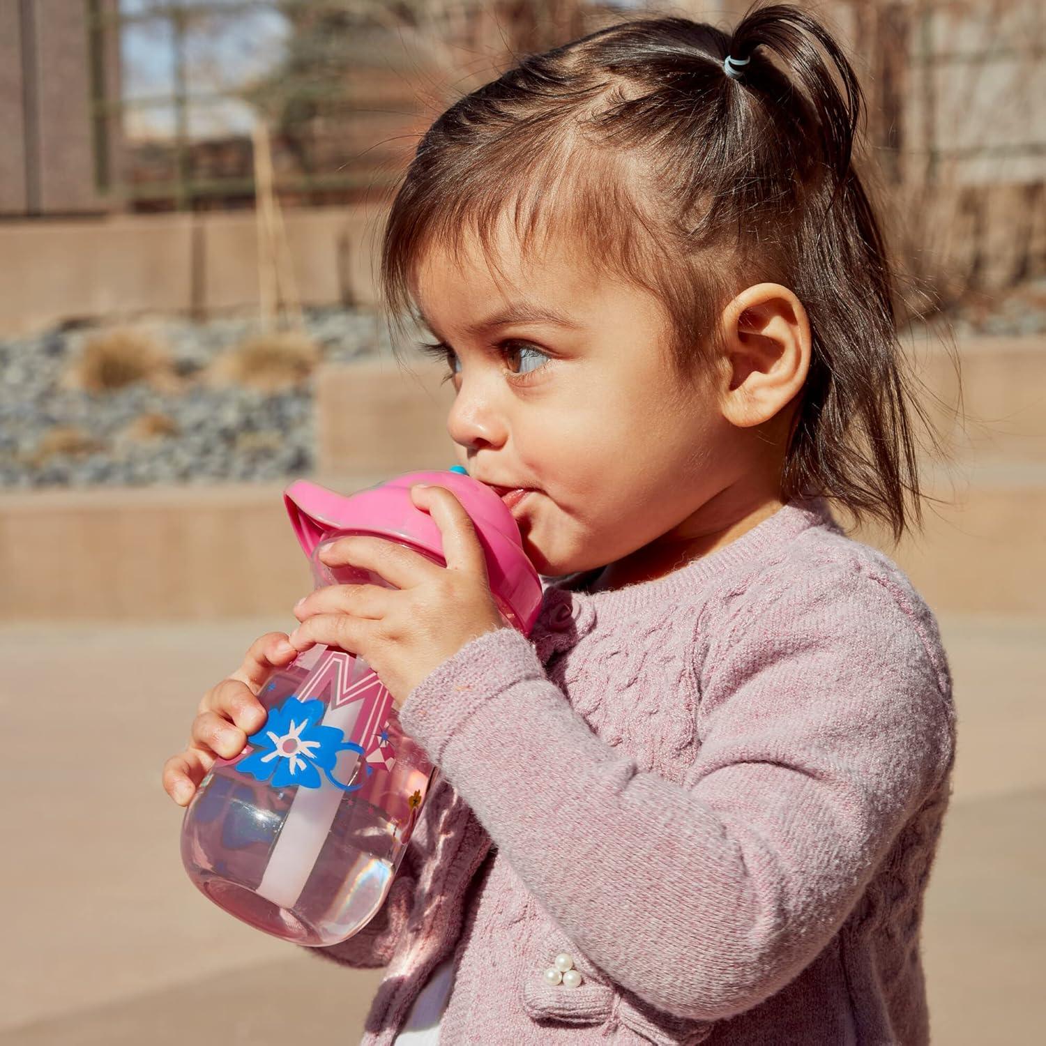 The First Years Disney Minnie Mouse Sip & See Kids Water Bottle - Water Bottle for Toddlers - Spill Proof Toddler Cup - 12 Oz - Adenzo Comfies