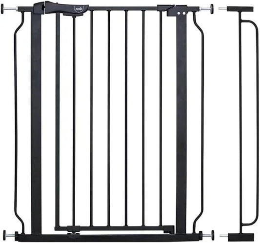 The Moon Brand Secura Baby Safety gate 76 - 80cm with 10cm extension,Auto lock barrier - Extra Wide metal guard - Child safety and pet protection - Perfect fit - adjustable width - Ideal for stair Case – Black - Adenzo Comfies