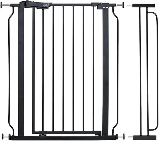 The Moon Brand Secura Baby Safety gate 76 - 80cm with 20cm extension,Auto lock barrier - Extra Wide metal guard - Child safety and pet protection - Perfect fit - adjustable width - Ideal for stair Case – Black - Adenzo Comfies