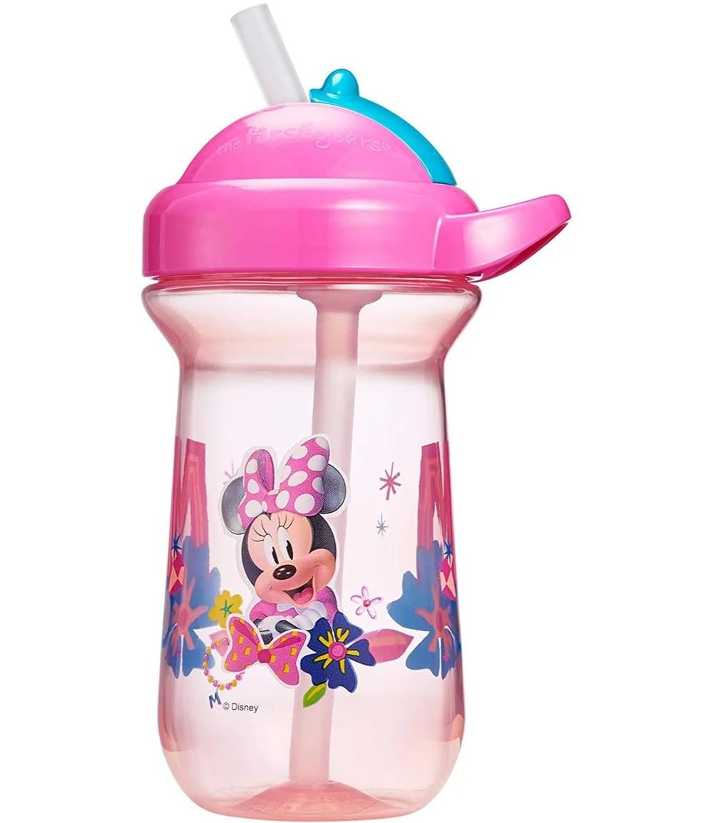 The First Years Disney Minnie Mouse Sip & See Kids Water Bottle - Water Bottle for Toddlers - Spill Proof Toddler Cup - 12 Oz - Adenzo Comfies
