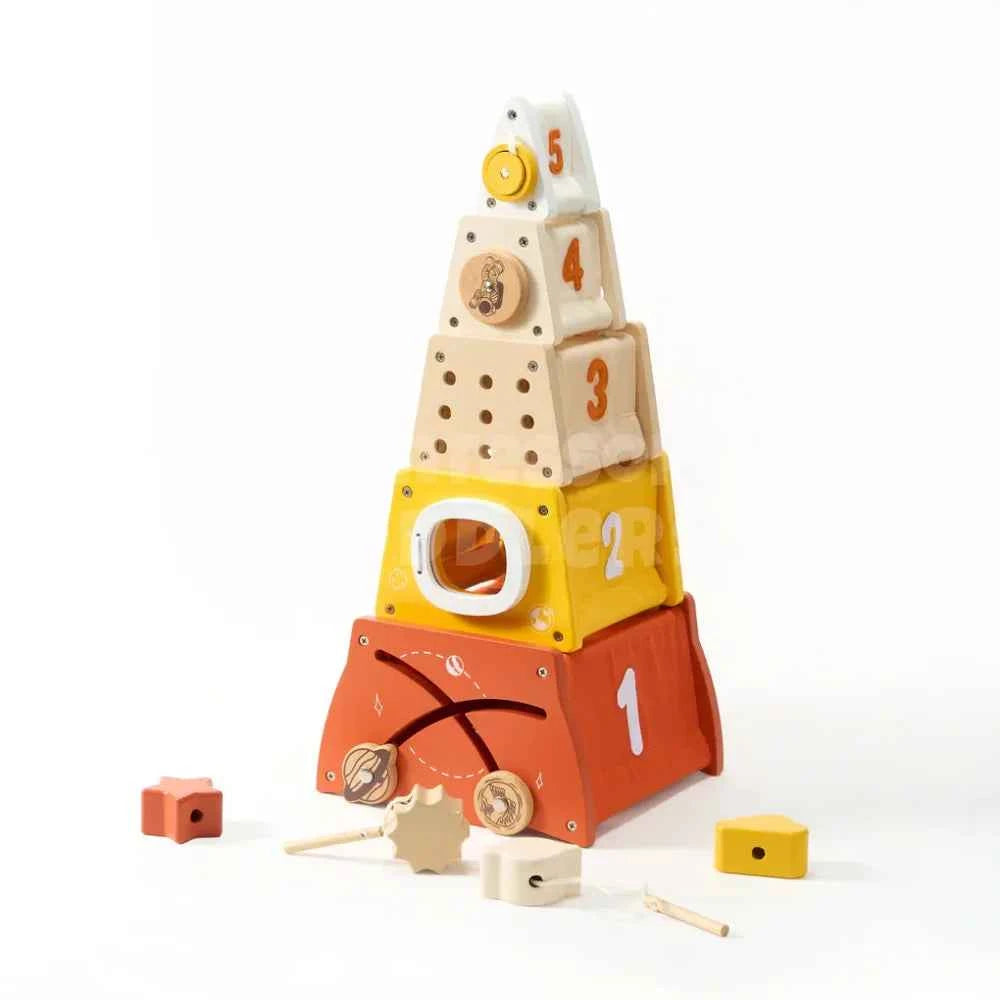 Toddlers Wooden Rocket Stacking Toy – Educational Play for Ages 18m+