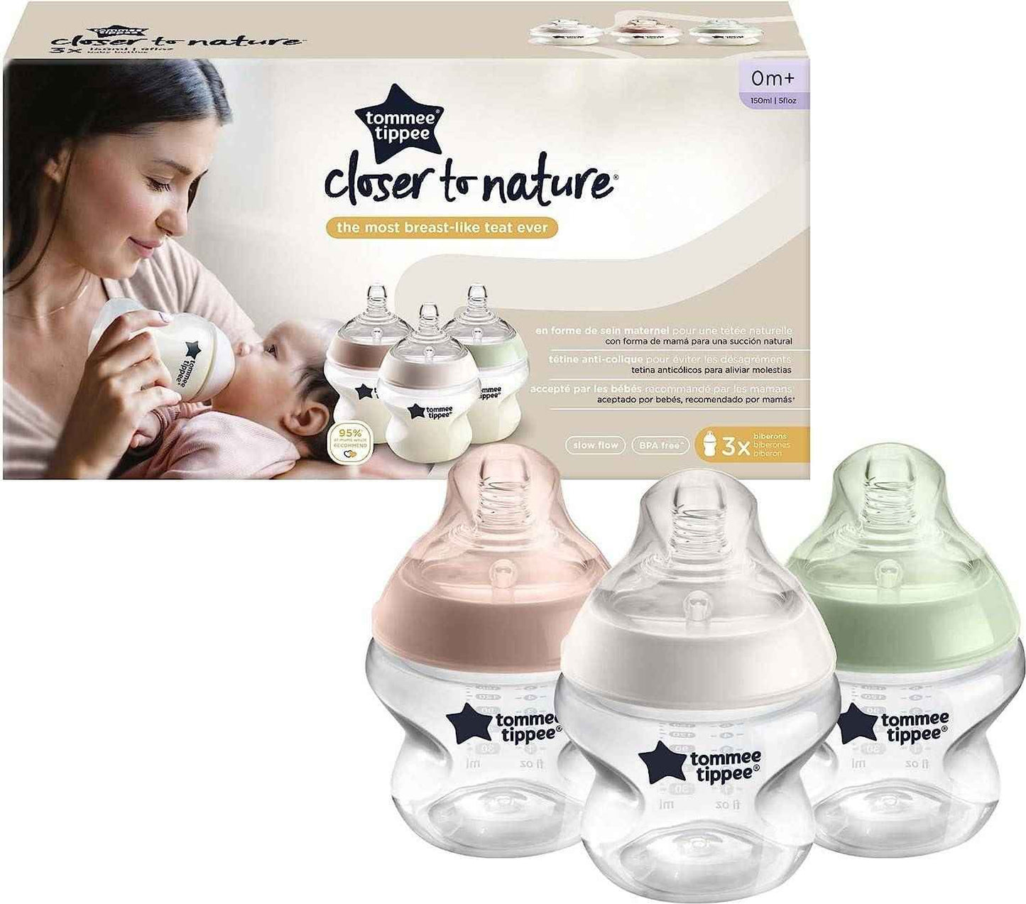 Tommee Tippee Closer to Nature Baby Bottle 150ml 3 Pack