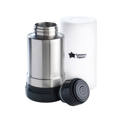 Tommee Tippee Travel Bottle Warmer - Portable Thermal Insulated Baby Food and Bottle Warmer with Leak-Proof Stainless Steel Flask