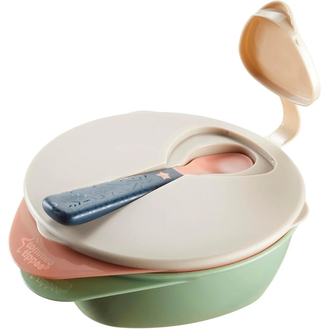Tommee Tippee Easy Scoop Feeding Bowl with Travel Lid & Spoon – BPA‑Free, Dishwasher & Microwave Safe, Suitable from 6m+ - Adenzo Comfies