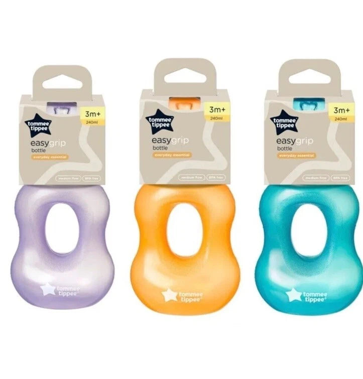 Tommee Tippee Essentials Weaning Easy Grip Bottle – 240ml, 4m+  BPA‑Free, Leak‑Proof, Assorted