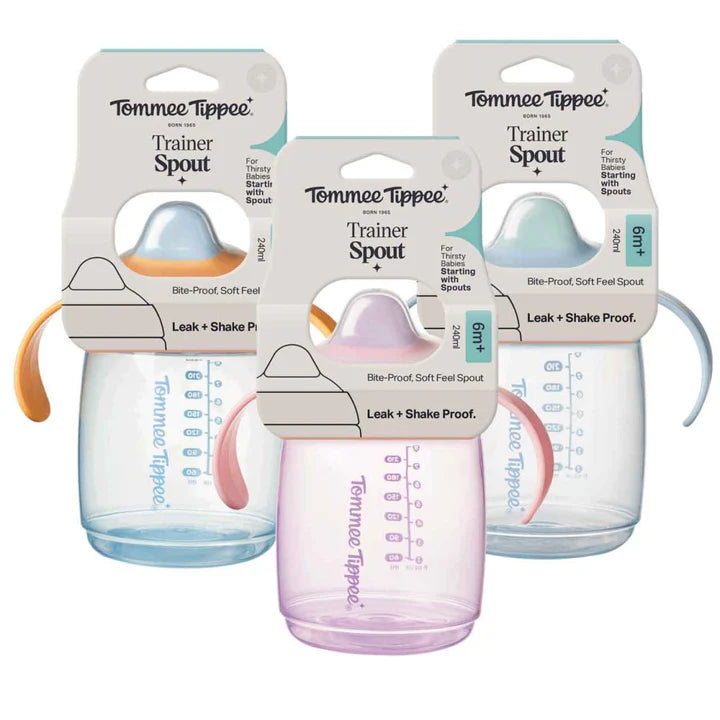 Tommee Tippee Trainer Straw Cup – 6M+, 240ml Assorted, Soft Silicone Straw, BPA‑Free Baby Training Cup
