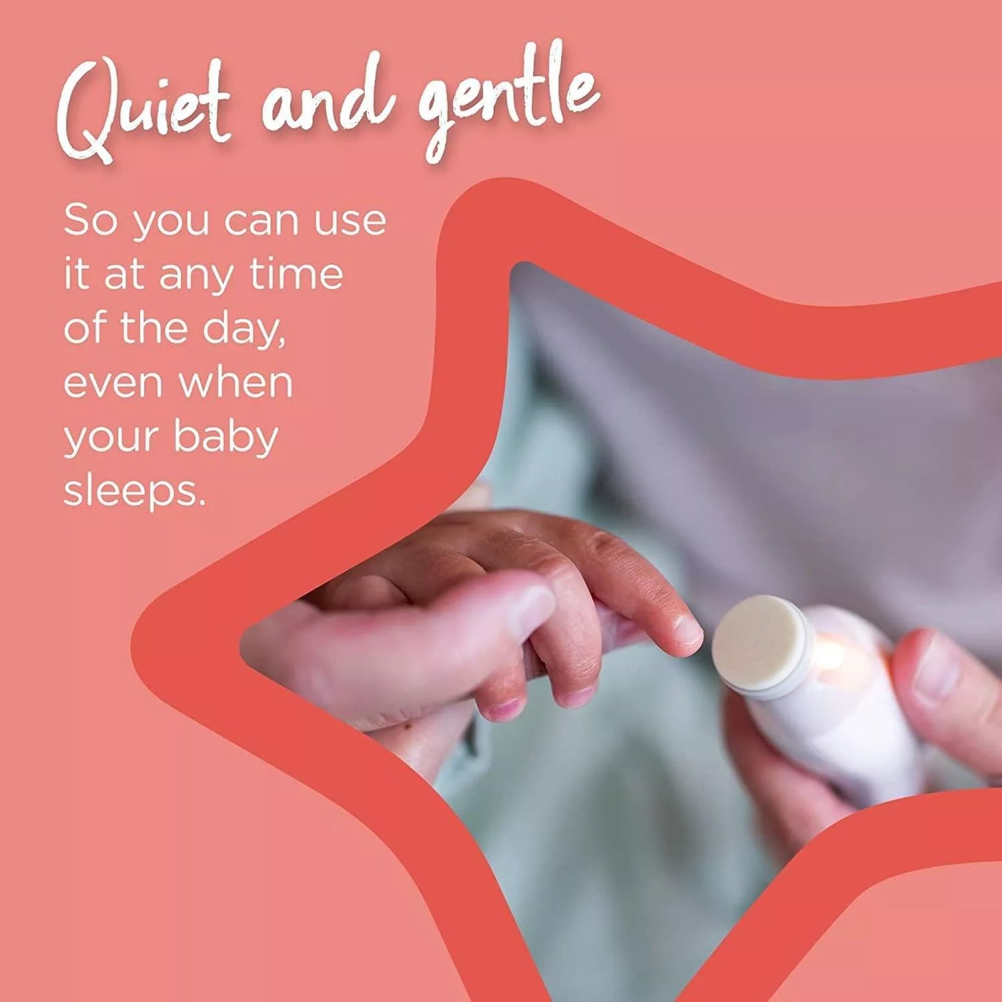 Tommee Tippee Electric Baby Nail File – 6 Filing Heads, LED Light, Adjustable Speed & Direction, Infant Use, Unisex