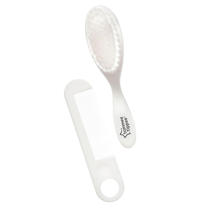 Tommee Tippee Essential Basics Baby Brush & Comb Set – Soft Bristles, Non‑Scratch Comb