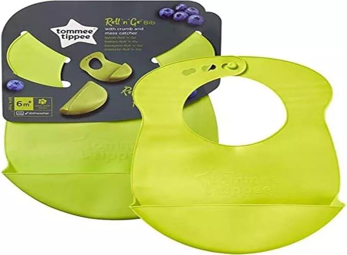 Tommee Tippee Explora Roll & Go Bib – Soft, Easy‑Clean, Travel‑Friendly Baby Feeding Bib, BPA‑Free