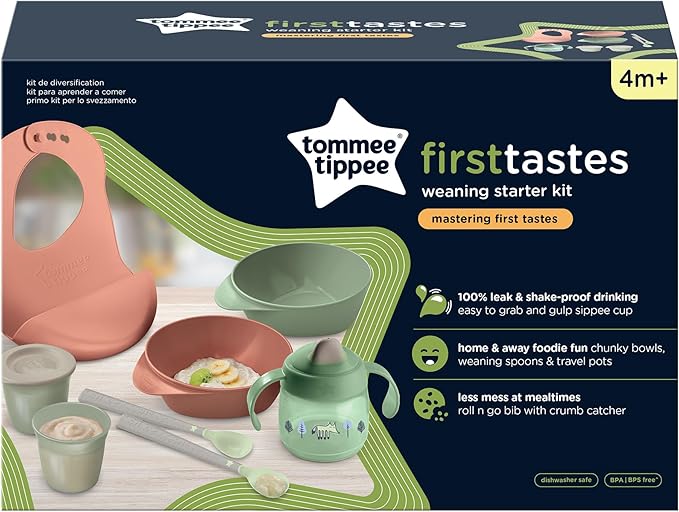 Tommee Tippee Weaning Kit – Baby Feeding Essentials, Soft Grip Spoons, Non‑Slip Bowls, Infant/Toddler, Unisex