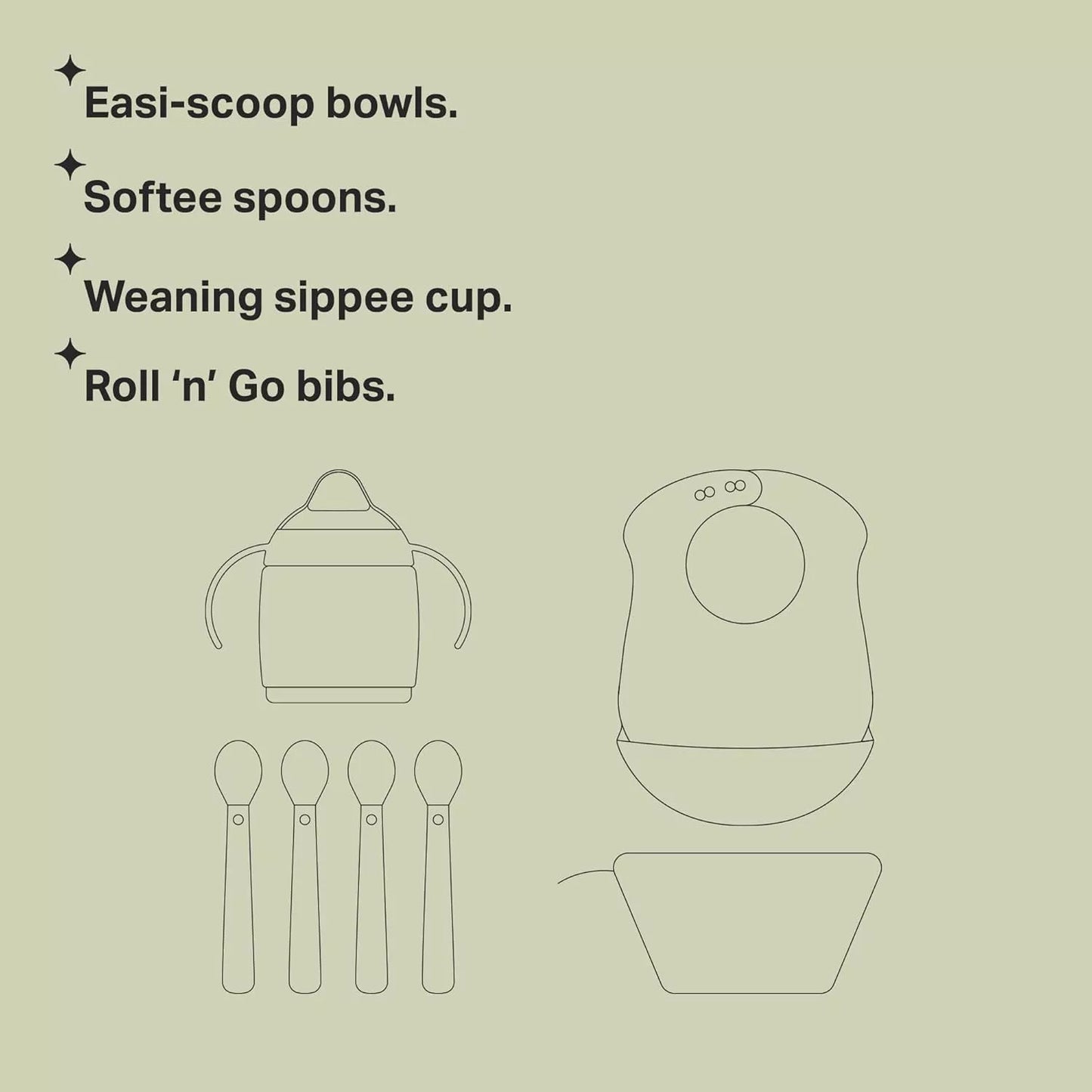 Tommee Tippee Weaning Kit – Baby Feeding Essentials, Soft Grip Spoons, Non‑Slip Bowls, Infant/Toddler, Unisex