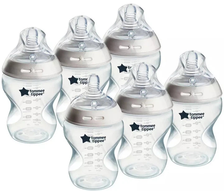 Tommee Tippee Natural Start Anti-Colic 9 oz BPA Free Baby Bottles, 0+ Months, Slow Flow Breast-Like Nipple, Self Sterilizing, Designed for Seamless Transition Between Bottle & Breast, Fiesta,Pack of 6